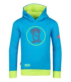 Trollkids Baumwoll Hoodie Pullover mit Kapuze, Hellblau/Limette/Nachtblau, Größe 176 von Trollkids