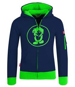 Trollkids Baumwoll Hoodie Pullover mit Kapuze Sortland, Marineblau/Grün, Größe 116 von Trollkids