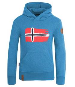 Trollkids Baumwoll Hoodie Pullover mit Kapuze Trondheim, Mittelblau, Größe 128 von Trollkids