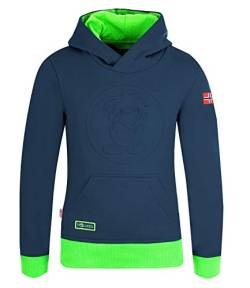 Trollkids Kapuzenpulli Hoodie Lillehammer, Marineblau/Hellgrün, Größe 110 von Trollkids