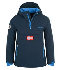 Trollkids Kinder KIRKENES Parka Mantel, Marineblau/Mittelblau, Größe 140 von Trollkids