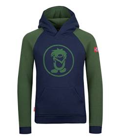 Trollkids Kinder Stavanger Hoodie Kapuzen Pullover, Waldgrün/Blau, Größe 104 von Trollkids