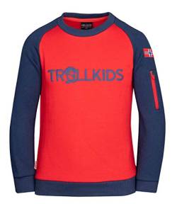 Trollkids Kinder Sweatshirt Sandefjord, Hellrot/Blau, Größe 152 von Trollkids