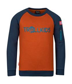 Trollkids Kinder Sweatshirt Sandefjord, Zimt/Nachtblau/Dunkelblau, Größe 110 von Trollkids