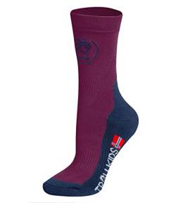 Trollkids Kinder halbhohe Wandersocken Trekking Socken, Pflaume/Marineblau, Größe 35-38; 9-11 years von Trollkids