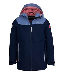 Trollkids Mädchen Bergen Regenjacke, Marine/Staub-Blau/Antikrosa, Größe 92 von Trollkids