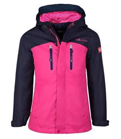 Trollkids Mädchen Nusfjord Regenjacke, Marineblau/Magenta, Größe 116 von Trollkids