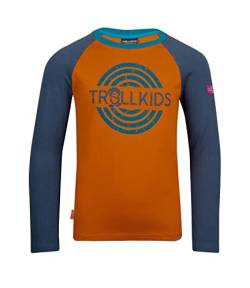 Trollkids Unisex - Kinder Preikestolen Kapuzenpullover Hoodie aus Baumwolle, Zimt/Nachtblau, Größe 176 von Trollkids