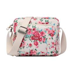 TRP0235 Troop London Klassische Umhängetasche aus Segeltuch, Beige / Blumen von Troop London