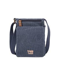 Troop London Klassisch Leinen Leder Klein Umhänge- Tasche TRP0243 Blau - Blau, S von Troop London