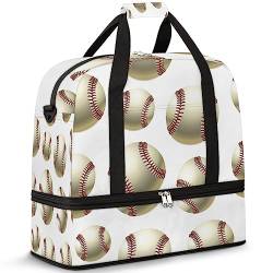 Baseball-Reisetasche für Damen und Herren, Baseball-Druck, 47 l, Wochenendtasche mit Trolley-Ärmel, Schultertasche, faltbar, nassgetrennte Sport-Reisetasche, multi, 47L, Reisetasche von TropicalLife