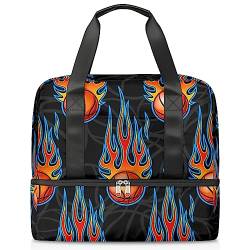 Basketball-Reisetasche, 21 l, Feuer, Basketball, Wochenendtasche, nasse getrennte Sporttasche, Fitnessstudio, Reisetasche für Männer und Frauen, Wochenendtasche, multi, 21L, Reisetasche von TropicalLife