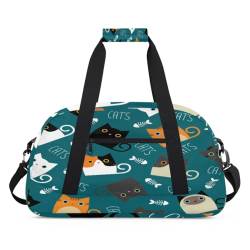 Cartoon Cute Cats Sports Duffel Bag for Women Men, Cat 24L Weekend Overnight Bag Tote Holdall Travel Gym Bag for Kids Girls Boys, farbe, (24L) UK, Taschen-Organizer von TropicalLife