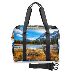 Deer Travel Duffel Bags for Women Men Autumn Deer Weekend Overnight Bag 32L Large Cabin Holdall Tote Bag for Travel Sports Gym, farbe, 32 L, Taschen-Organizer von TropicalLife