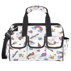 Einhorn Regenbogen Herz Niedliche Werkzeugtasche Einhorn Multifunktions Werkzeug Organizer Handtasche Elektriker Handwerker mit Schultergurt Tote Werkzeugtaschen für Werkzeuge Kleinteile von TropicalLife