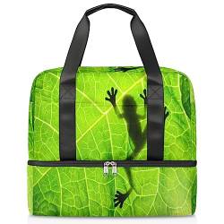 Frosch Reisetasche 21L Frosch Shadow Leaf Weekend Tasche mit Trolley Sleeve Wet Separated Sports Tote Gym Reisetasche für Männer Frauen Weekender Bag, multi, 21L, Reisetasche von TropicalLife