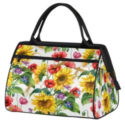 Frühling Sommer Blumen Reisetasche für Damen Herren 24L Sommer Sonnenblume Wochenende Tasche Sport Tote Gym Reise Übernachtung Weekender Tasche, farbe, (24L) UK, Taschen-Organizer von TropicalLife