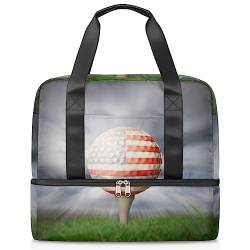 Golf-Reisetasche mit amerikanischer Flagge, für Männer und Frauen, 21 l, Golfball, Wochenendtasche, nass, getrennte Sporttasche, Fitnessstudio, Reisen, Wochenendtasche, multi, 21L, Reisetasche von TropicalLife