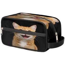 Happy Cat Make-up-Tasche für Damen, Herren, Kinder, Mädchen, Jungen, lustige Katzen-Waschtasche, Reise-Kulturbeutel, Toilettenartikel, Kosmetik-Organizer, Duschtasche, farbe, Einheitsgröße, von TropicalLife