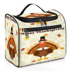 Happy Thanksgiving Reise-Make-up-Tasche für Damen, Herren, Mädchen, Jungen, Cartoon-Motiv, 11,2 l, Kulturbeutel, Kulturbeutel, Kulturbeutel, Kosmetik-Organizer, Duschtasche, farbe, 11.2L, von TropicalLife