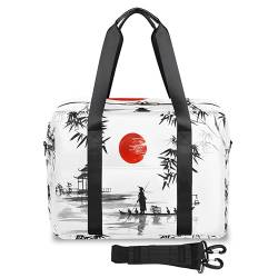 Japanische Kunstmalerei-Reisetasche für Damen und Herren, japanische Wochenend-Übernachtungstasche, 32 l, große Kabine, Tragetasche für Reisen, Sport, Fitnessstudio, farbe, 32 L, Taschen-Organizer von TropicalLife