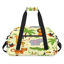 Jungle Animals Pattern Sports Duffel Bag for Women Men, Animals 24L Weekend Overnight Bag Tote Holdall Travel Gym Bag for Kids Girls Boys, farbe, (24L) UK, Taschen-Organizer von TropicalLife