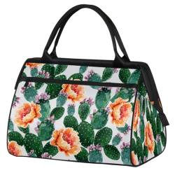 Kaktus-Sommer-Reisetasche mit Blumenmuster für Damen und Herren, 24 l, tropischer Kaktus, Wochenendtasche, Sporttasche, Fitnessstudio, Reisen, Übernachtung, Wochenendtasche, farbe, (24L) UK, von TropicalLife