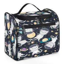 Kosmetiktasche mit Katzenmotiv, Astronaut, Weltraumreise, Make-up-Tasche für Damen, Herren, Mädchen, Jungen, Katze, 11,2 l, Kulturbeutel, Kulturbeutel, Kulturbeutel, Kosmetik-Organizer, Duschtasche, von TropicalLife