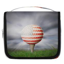 Kulturbeutel mit amerikanischer Flagge, für Damen, Herren, Golfball, Kulturbeutel, zum Aufhängen, für Toilettenartikel, Kosmetik, Make-up, Organizer, farbe, 4.7 L, Taschen-Organizer von TropicalLife