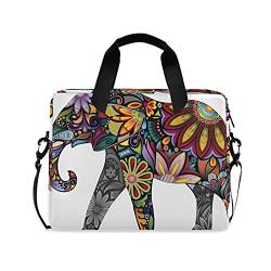 Laptoptasche mit floralem Elefantenmotiv, 15,6 Zoll (39,6 cm), Reise-Aktentasche mit Schultergurt für Damen und Herren von TropicalLife