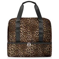 Leoparden-Reisetasche 21 l Leopardenhaut Pritn Wochenendtasche Nassgetrennte Sporttasche Gym Reisetasche für Männer Frauen Weekender Tasche, multi, 21L, Reisetasche von TropicalLife