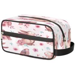 Make-up-Tasche mit Kaninchen, für Damen, Herren, Kinder, Mädchen, Jungen, Vögel, Kaninchen, Blumen, Kulturbeutel, Reise-Kulturartikel, Kosmetik-Organizer, Duschtasche, farbe, Einheitsgröße, von TropicalLife