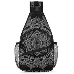 Mandala-Blumen-Rucksack für Herren und Damen, Mandala, Umhängetasche, Brusttasche für Reisen, Wandern, lässiger Tagesrucksack, multi, 35,6 cm, Sling Rucksack von TropicalLife