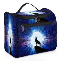 Moon Wolf Reise-Make-up-Tasche für Damen, Herren, Mädchen, Jungen, Galaxy Wolf, 11,2 l, Kulturbeutel, Kulturbeutel, Kulturbeutel, zum Aufhängen, Kosmetik-Organizer, Duschtasche, farbe, 11.2L, von TropicalLife