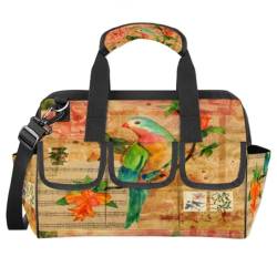 Musik Vogel Porto Werkzeugtasche Vogel Rose Multifunktions-Werkzeug-Organizer Handtasche Elektriker Handwerker mit Schultergurt Tote Werkzeugtaschen für Werkzeuge Kleinteile, farbig, L von TropicalLife