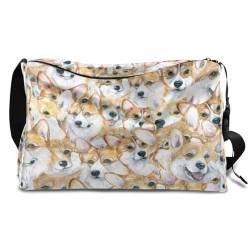 Muster Corgi Hund Leder Duffle Bag für Mann Frau Jungen Mädchen Hund Wochenende Übernachtung Sport Gym Tasche Reisetasche Single Shoulder Crossbody Handtasche, farbe, 18.5L, Taschen-Organizer von TropicalLife