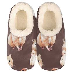 Niedliche Hamster-Hausschuhe für Damen, flauschig, Plüsch, gefüttert, Hausschuhe, Schlafzimmer, Schuhe, gemütliche Hausschuhe, mehrfarbig, Medium von TropicalLife