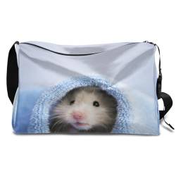 Niedliche Tiere Hamster Leder Duffle Bag für Mann Frau Jungen Mädchen, Hamster Wochenende Übernachtung Sport Gym Tasche Reisetasche Single Shoulder Crossbody Handtasche, farbe, 18.5L, von TropicalLife