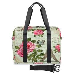 Paris Retro Reisetasche für Damen und Herren, Paris, Postkarte, Wochenende, Übernachtungstasche, 32 l, große Hütte, Tragetasche für Reisen, Sport, Fitnessstudio, farbe, 32 L, Taschen-Organizer von TropicalLife