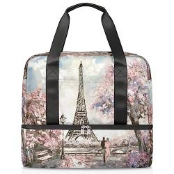 Paris Street Oil Reisetasche für Männer und Frauen, 21 l, Paris, Wochenendtasche, nass, getrennt, Sporttasche, Fitnessstudio, Reisen, Wochenendtasche, multi, 21L, Reisetasche von TropicalLife