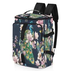 Peacock Spring Floral Sport Duffel Rucksack für Herren Damen Pfau Wochenendtasche mit Schuhfach Tote Übernachtungstasche 47,5L für Sport Gym Reisen, farbe, 47.5L, Taschen-Organizer von TropicalLife