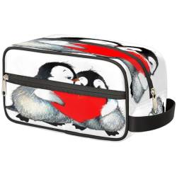 Pinguin-Make-up-Tasche für Damen, Herren, Kinder, Mädchen, Jungen, Pinguin-Herz-Druck, Kulturbeutel, Kulturbeutel, Kosmetik-Organizer, Duschtasche, farbe, Einheitsgröße, Taschen-Organizer von TropicalLife