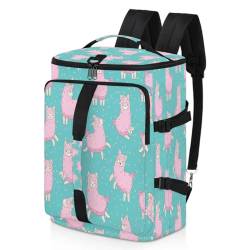 Pinker süßer Lama-Sport-Rucksack für Herren und Damen, Lama-Alpaka-Wochenendtasche mit Schuhfach, Tragetasche, Übernachtungstasche, 47,5 l, für Sport, Fitnessstudio, Reisen, farbe, 47.5L, von TropicalLife