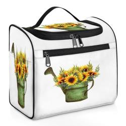 Reise-Make-up-Tasche mit Sonnenblumen-Motiv für Damen, Herren, Mädchen, Jungen, Vintage-Stil, Wasserkocher, Sonnenblume, 11,2 l, Kulturbeutel, Kulturbeutel, Kulturbeutel, Kosmetik-Organizer, von TropicalLife