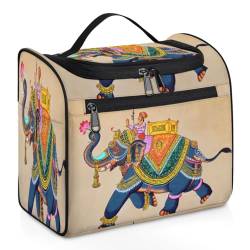 Reise-Make-up-Tasche mit indischem Elefant, für Damen, Herren, Mädchen, Jungen, Elefant, 11,2 l, Kulturbeutel, Kulturbeutel, Kulturbeutel, Kosmetik-Organizer, Duschtasche, farbe, 11.2L, von TropicalLife