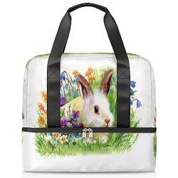 Reisetasche für Hasen, 21 l, Osterhase, Wochenendtasche, nasse getrennte Sporttasche, Turnbeutel, Reisetasche für Männer und Frauen, Wochenendtasche, multi, 21L, Reisetasche von TropicalLife