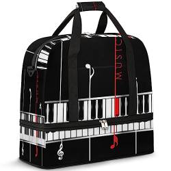 Reisetasche mit Musik-Klavier-Thema für Damen und Herren, musikalische Designs, 47 l, Wochenendtasche mit Trolley-Ärmel, Schultertasche, faltbar, nass getrennte Sport-Reisetasche, multi, 47L, Reisetasche von TropicalLife