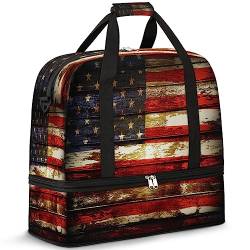 Reisetasche mit amerikanischer Flagge, für Damen, Herren, Amerikaner, 47 l, Wochenendtasche mit Trolley-Ärmel, Schultertasche, faltbar, nassgetrennte Sport-Reisetasche, multi, 47L, Reisetasche von TropicalLife