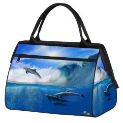 Sommer-Delfin-Reisetasche für Damen und Herren, 24 l, Delfin-Wochenendtasche, Sporttasche, Fitnessstudio, Reisen, Übernachtung, Wochenendtasche, farbe, (24L) UK, Taschen-Organizer von TropicalLife