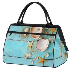 Sommer-Strand-Reisetasche für Damen und Herren, 24 l, Strand, Muschel, Seestern, Wochenendtasche, Sporttasche, Fitnessstudio, Reisen, Übernachtung, Wochenendtasche, farbe, (24L) UK, Taschen-Organizer von TropicalLife